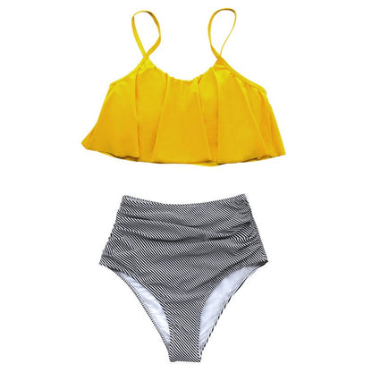 WendyWave™ – Eleganter Hochtailliert Bikini mit gerüschtem Oberteil