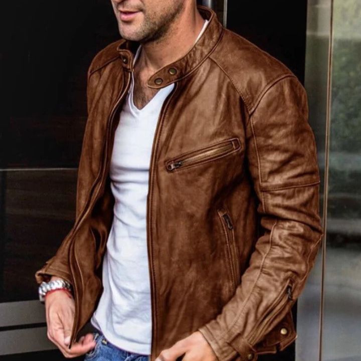 Wetterfeste Herren Lederjacke im stylischen Design - Dennis