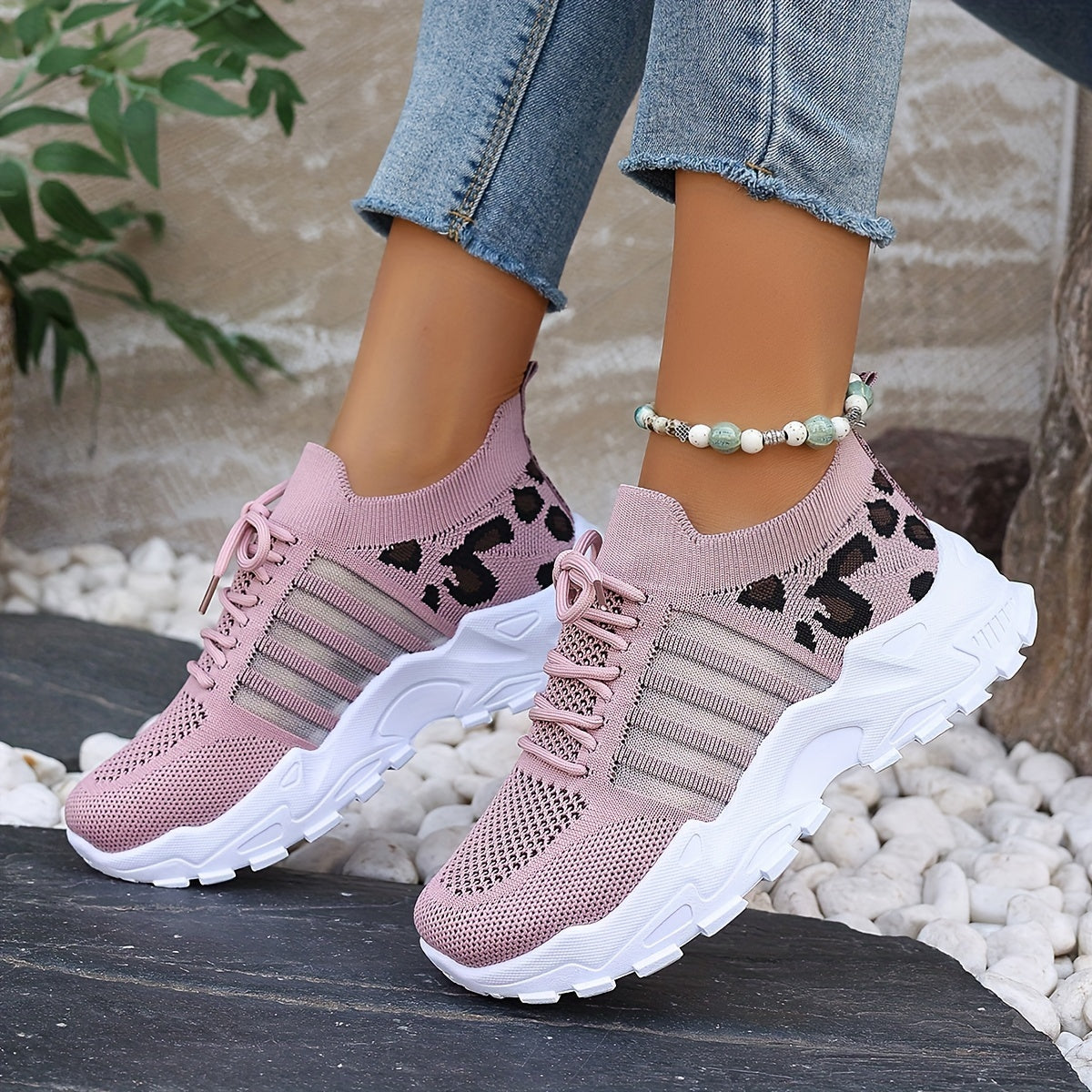 WildStride™ – Trendige Plateau Sneaker Damen im Leoparden-Look