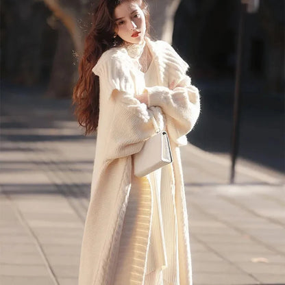 Wintertaugliche Strickjacke von Wesara für Damen mit Kragen und Patchworkmuster