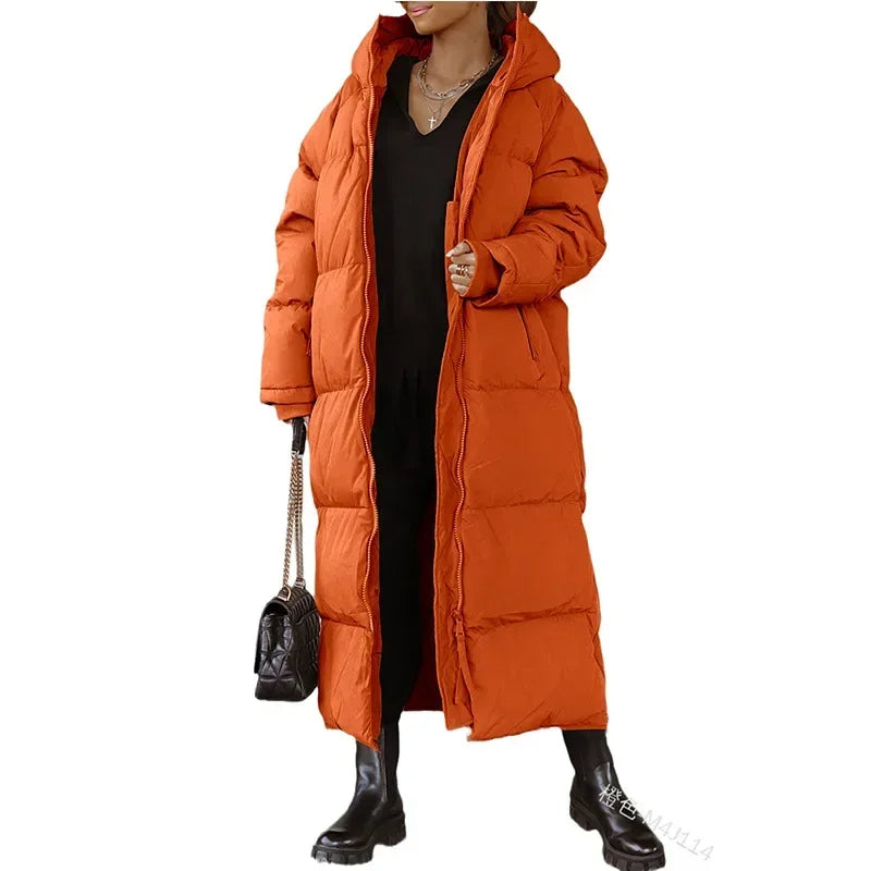 Yathira: Lange, gesteppte Winterjacke