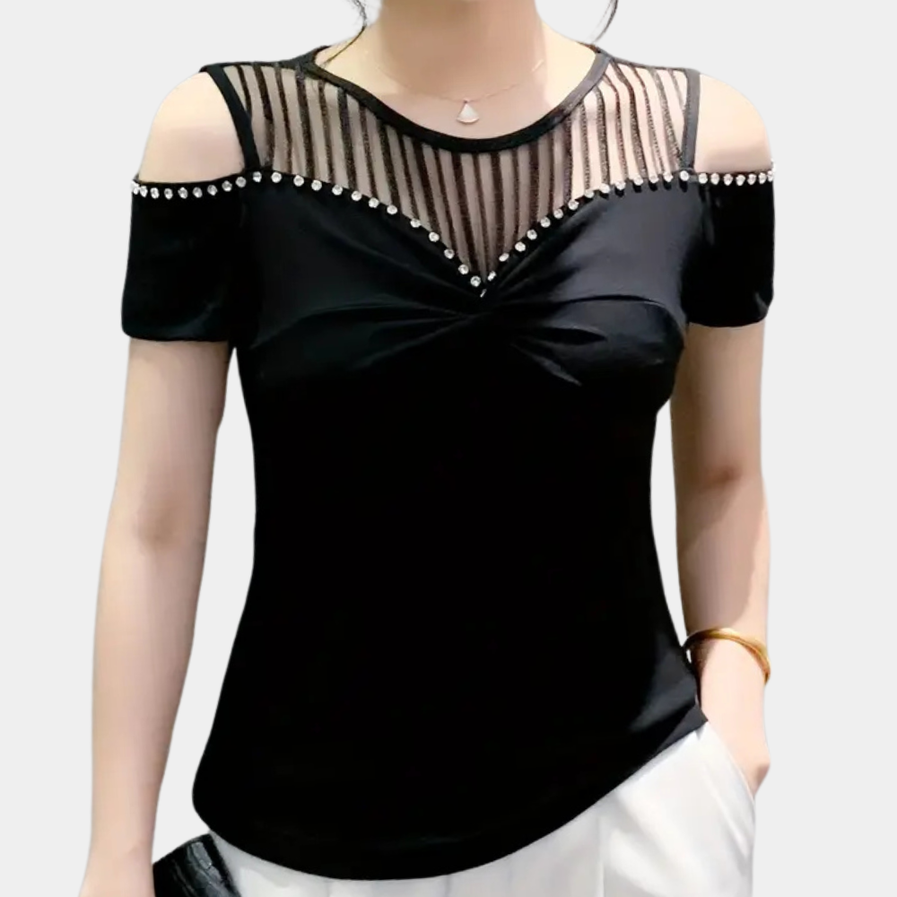 Damen Off Shoulder Top Sommer Oberteil Trendig - Elarova