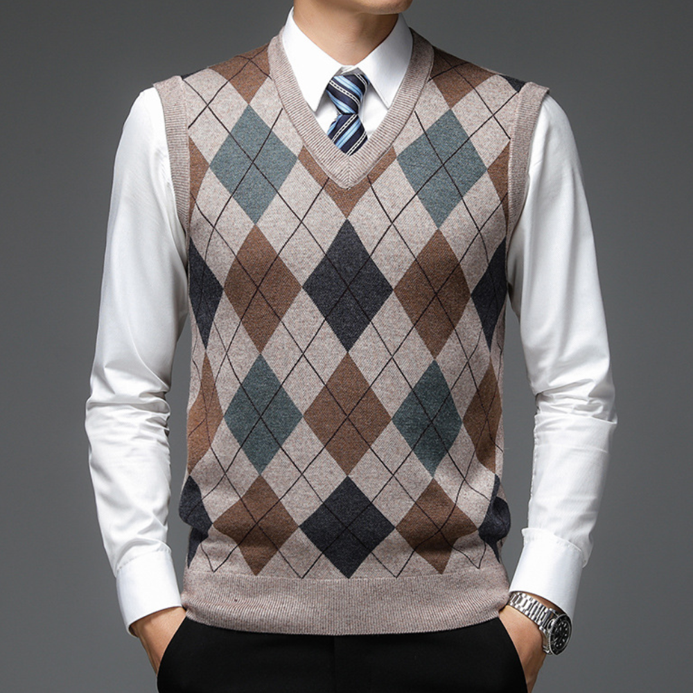 Herren Spencer Argyle Muster Elegannt Modern