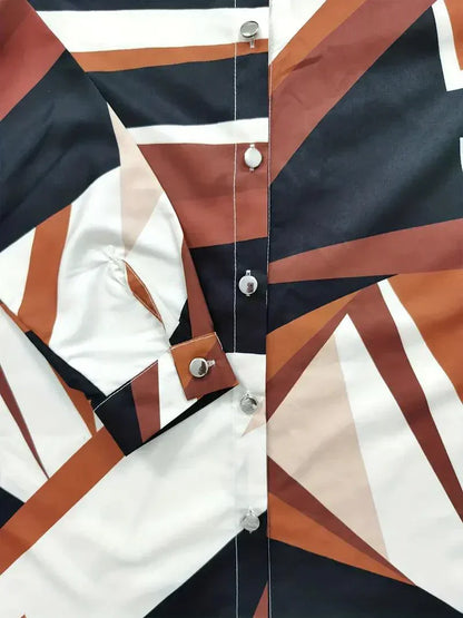 Damenbluse Modern mit Abstraktem Muster und Knöpfen