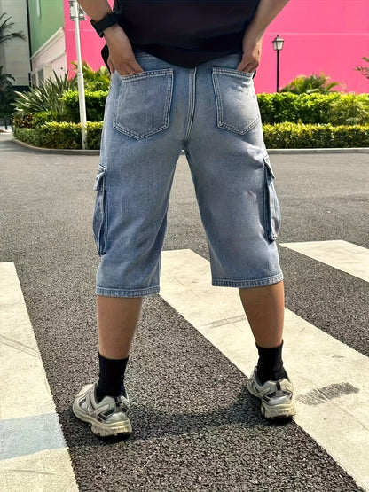 Herren Shorts Denim Cargo Bequem Robust