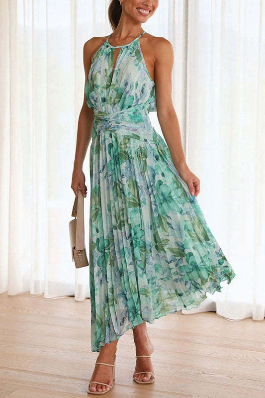 EleganceFlow™ – Damen Faltenkleid Mid-Lang für Sommerliche Eleganz-1