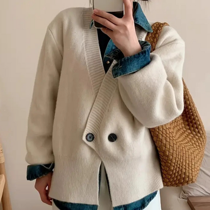 Damen Strickjacke Beige Elegante