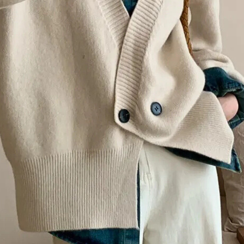 Damen Strickjacke Beige Elegante