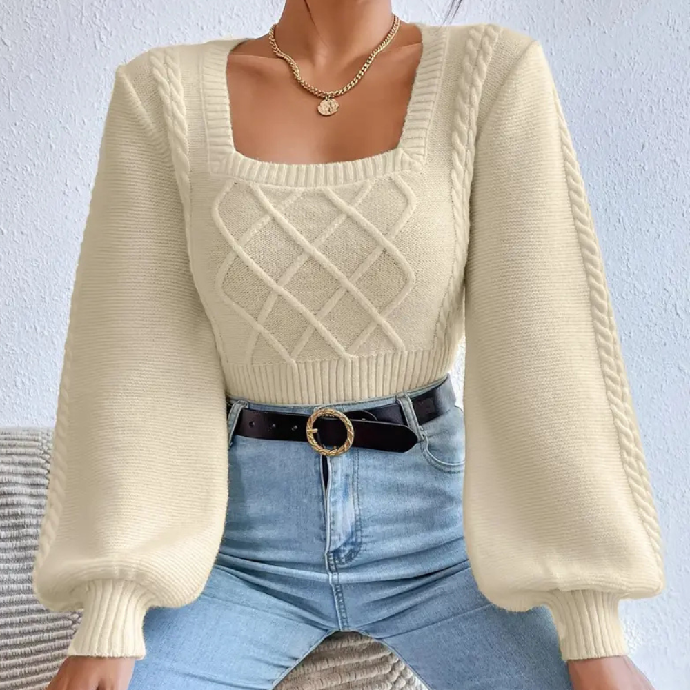 Damenpullover Strick Sienna Quadratausschnitt - Elarova