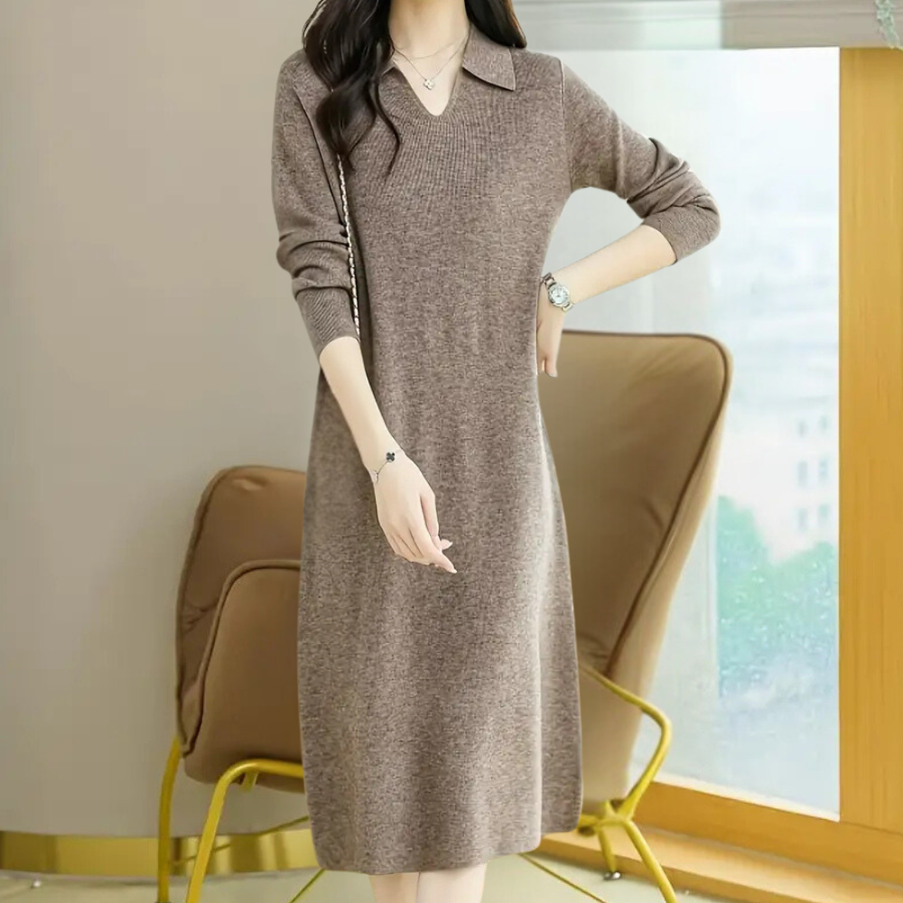 Strick Kleid Midi Lang Damen