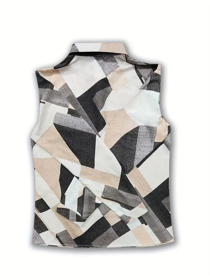 Damenbluse Modern mit Abstraktem Muster und Knöpfen