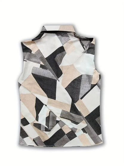 Damenbluse Modern mit Abstraktem Muster und Knöpfen