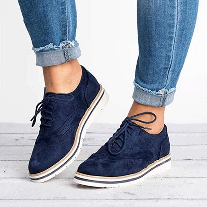 Damen Derby Schuhe Wildleder Braun Brogüe