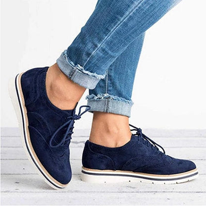 Damen Derby Schuhe Wildleder Braun Brogüe