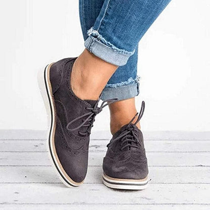 Damen Derby Schuhe Wildleder Braun Brogüe