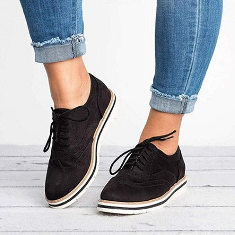 Damen Derby Schuhe Wildleder Braun Brogüe