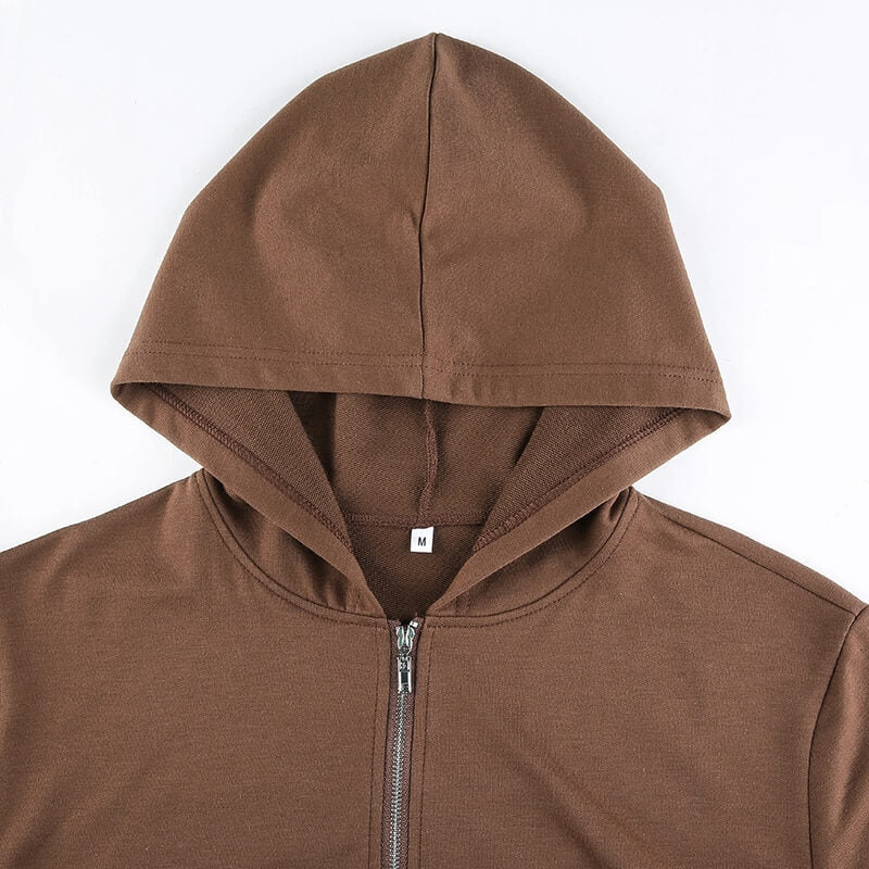 Damen Hoodie Kapuze Figurbetont Cropped Sportlich