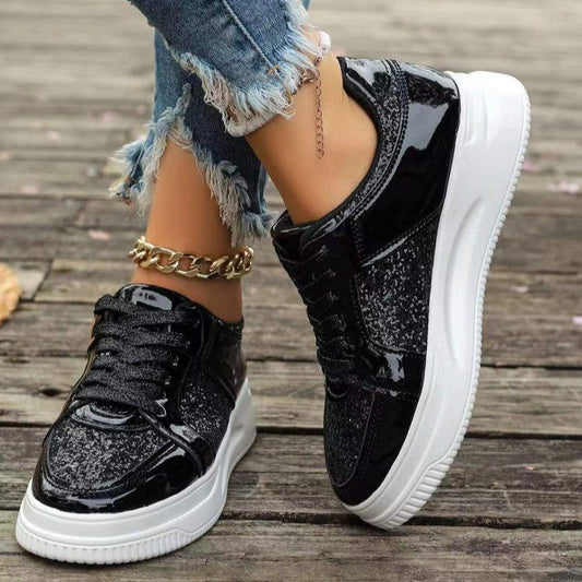 GlimmerStep™ – Damen Schnürschuhe mit Pailletten Bequem und Stilvoll 1