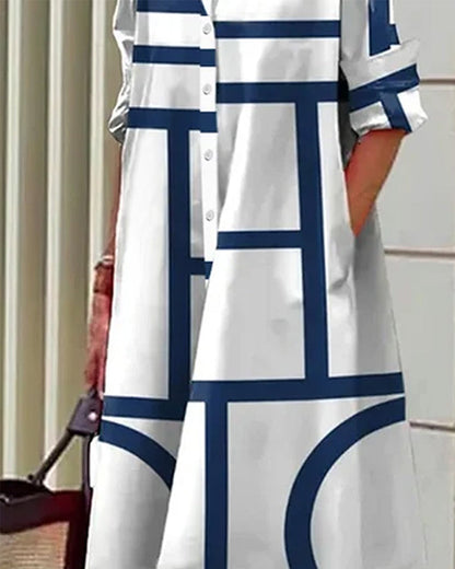 Estelle™ – Damen Kleid mit Geometrischem Druck & Praktischen Taschen-3