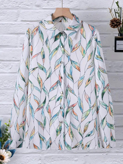 Damenbluse Modern mit Abstraktem Muster und Knöpfen