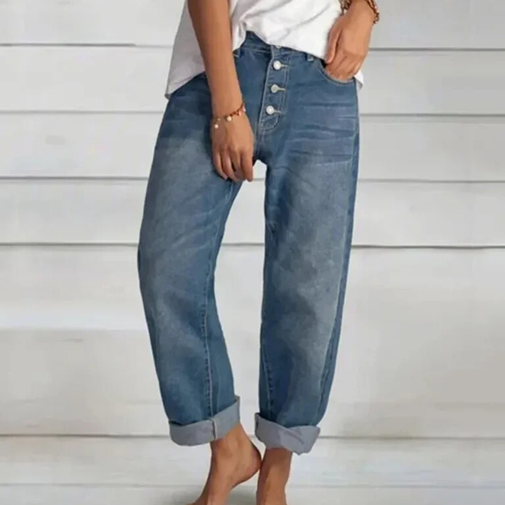 High-Waist-Jeans Damen Modisch Schmal