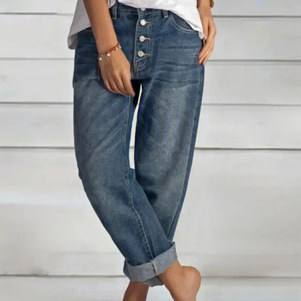 High-Waist-Jeans Damen Modisch Schmal - Elarova