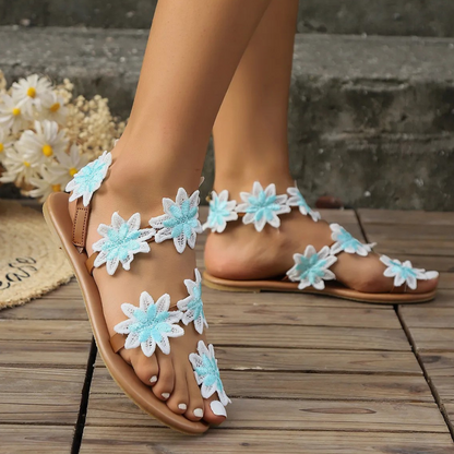 Sommer-Sandalen Damen Blumenmuster Elegante - Elarova