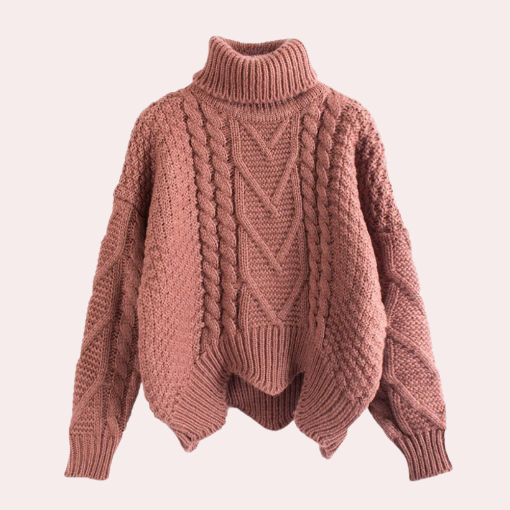 Damen Rollkragenpullover Gestrickt Stylisch - Elarova