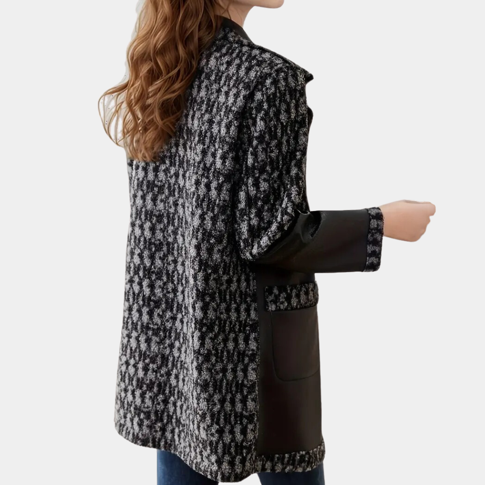 Schwarze Damenjacke Warm Luxus Leder Look