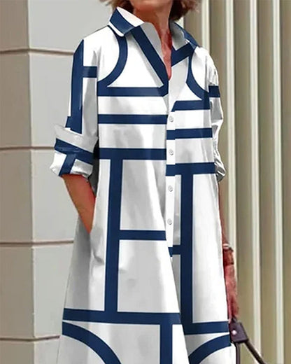 Estelle™ – Damen Kleid mit Geometrischem Druck & Praktischen Taschen-4