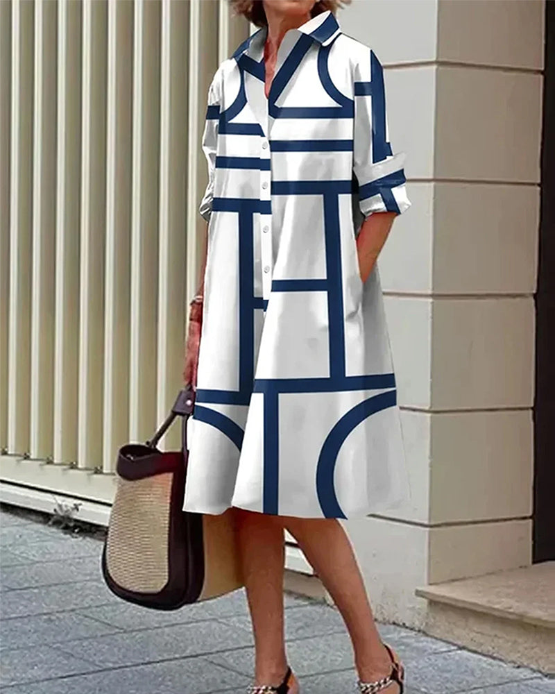 Variant image for Estelle™ – Damen Kleid mit Geometrischem Druck & Praktischen Taschen-1