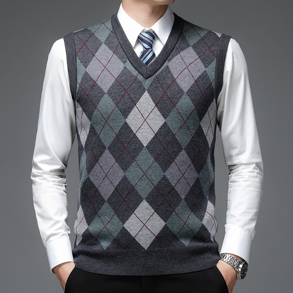 Herren Spencer Argyle Muster Elegannt Modern - Elarova