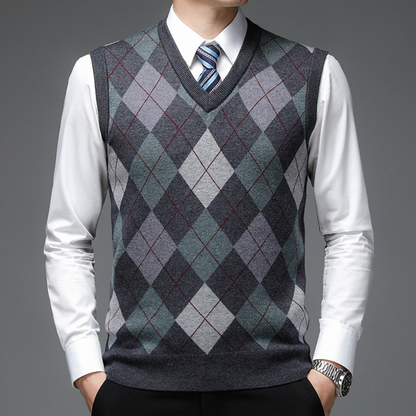 Herren Spencer Argyle Muster Elegannt Modern - Elarova