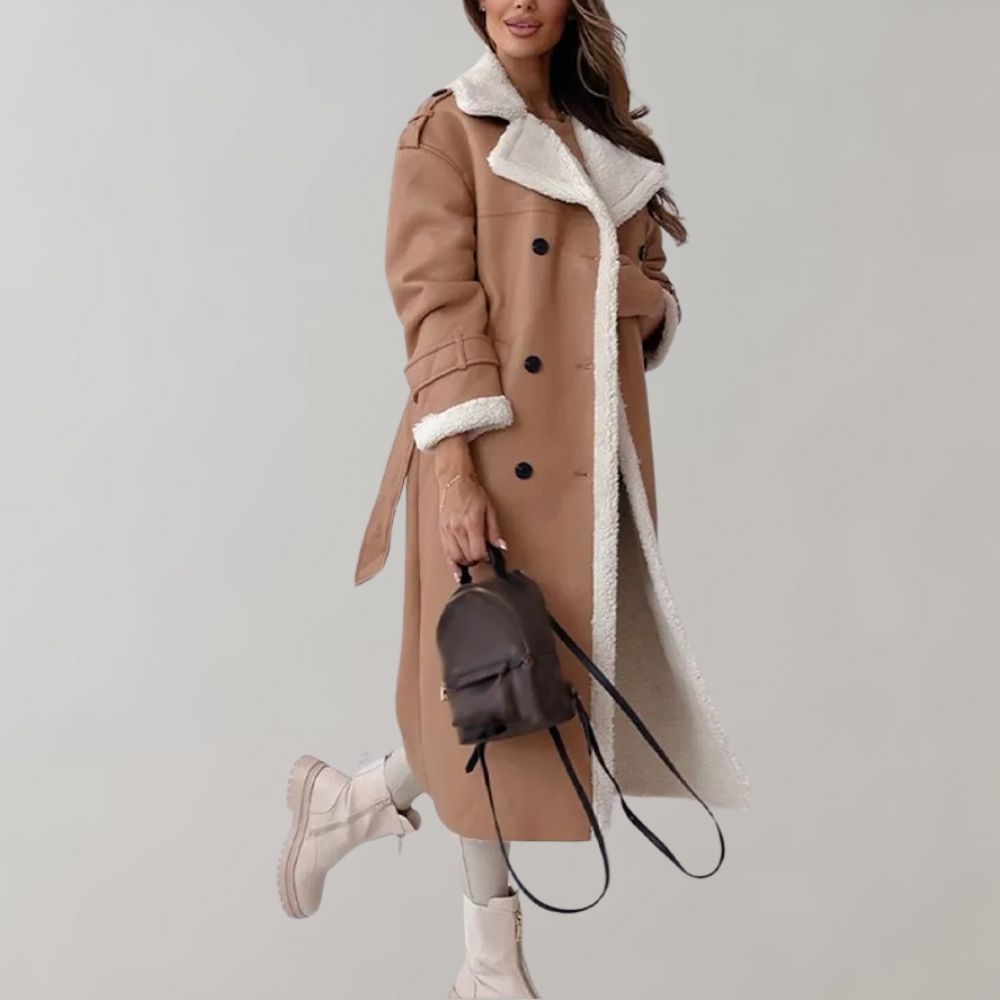 einreihiger Wintermantel aus weichem Leder