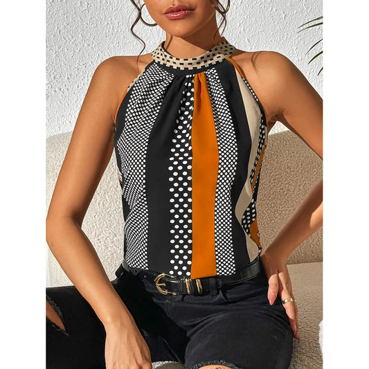 PolkaChic™ – Damen Tops Neckholder Top mit Elegantem Polka Dot Design 1