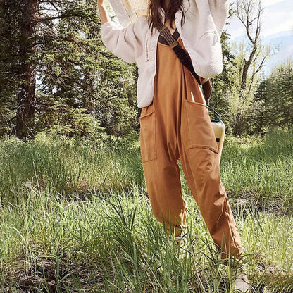 Damen Jumpsuit Locker Stylisch Mit Seitentaschen