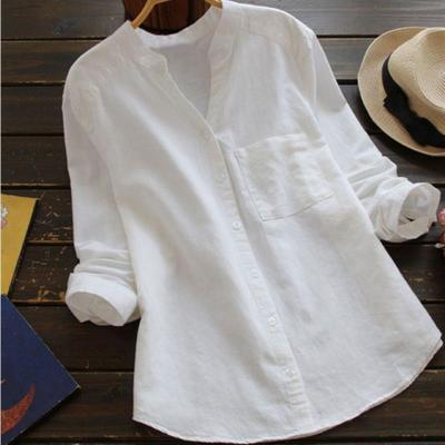 Damen Leinenhemd Langarm Elegante Sommerbluse