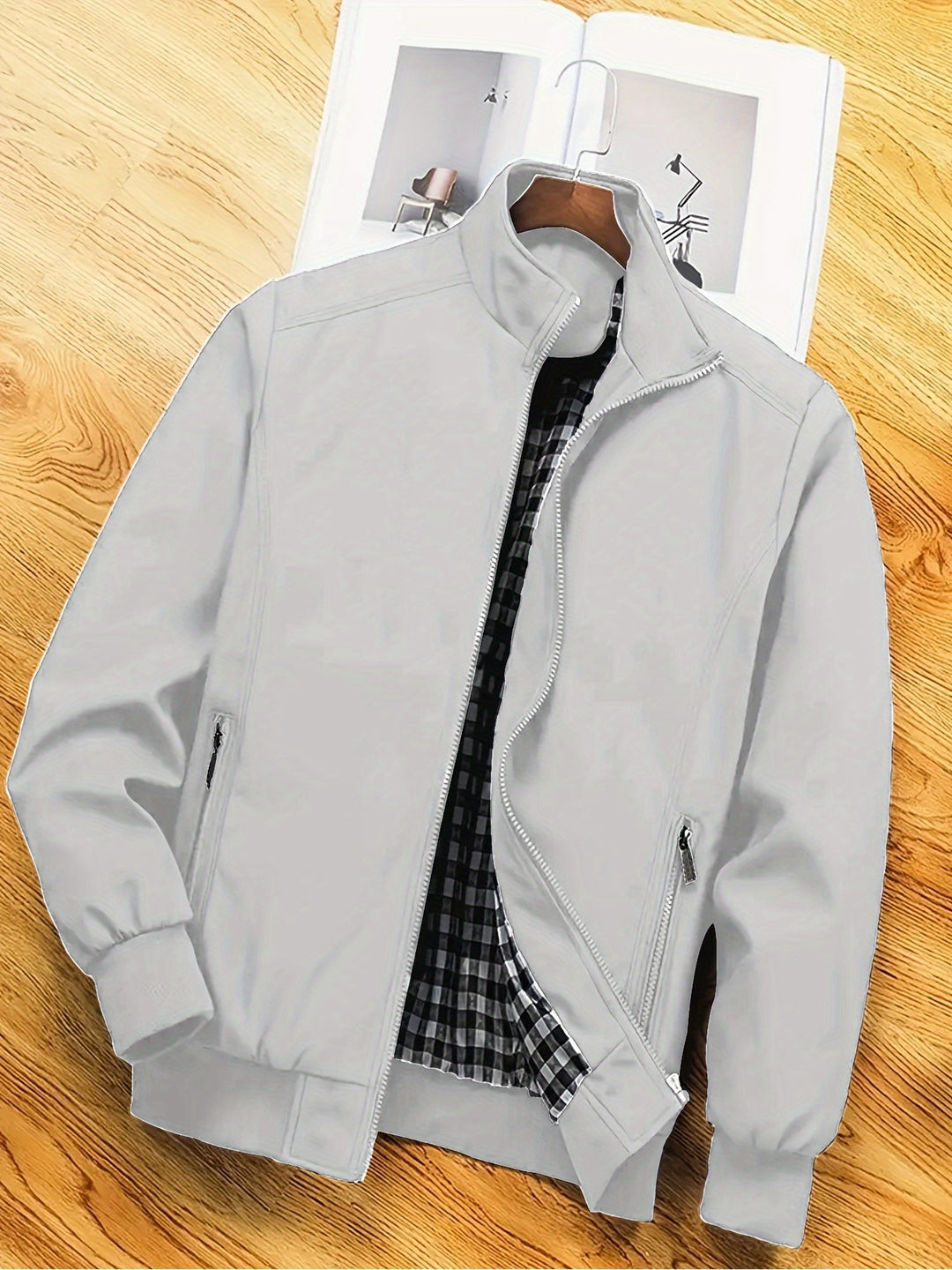 Herren Freizeitjacke Polyester Stehkragen Reißverschluss - Elarova