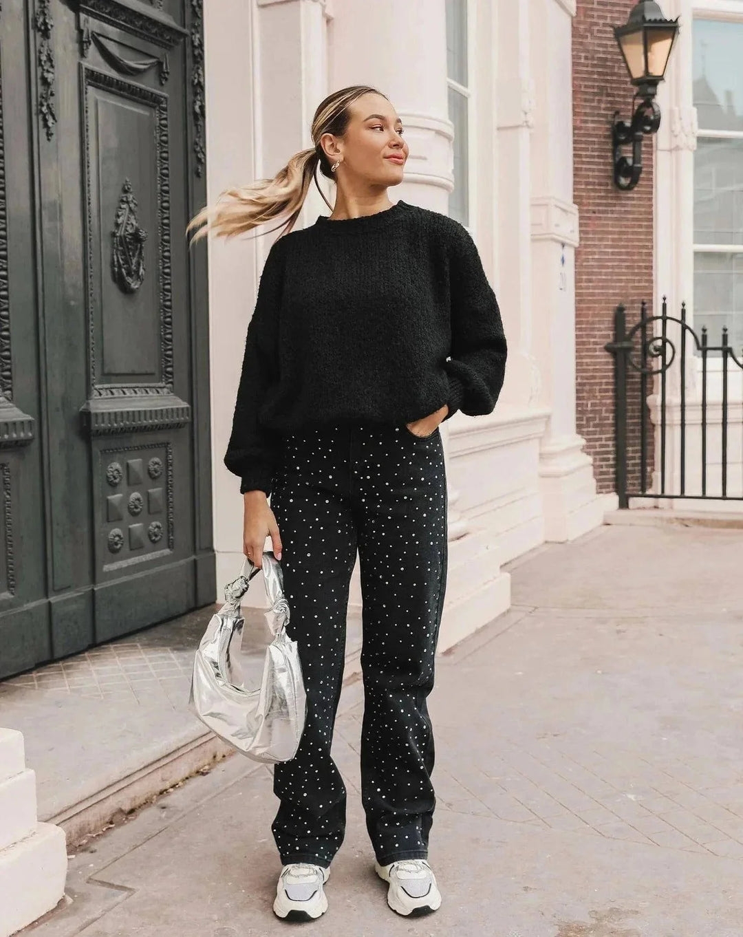 Glitzerjeans Damen Jade Größe Schmucksteine