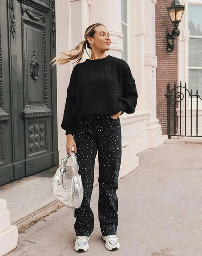 Glitzerjeans Damen Jade Größe Schmucksteine