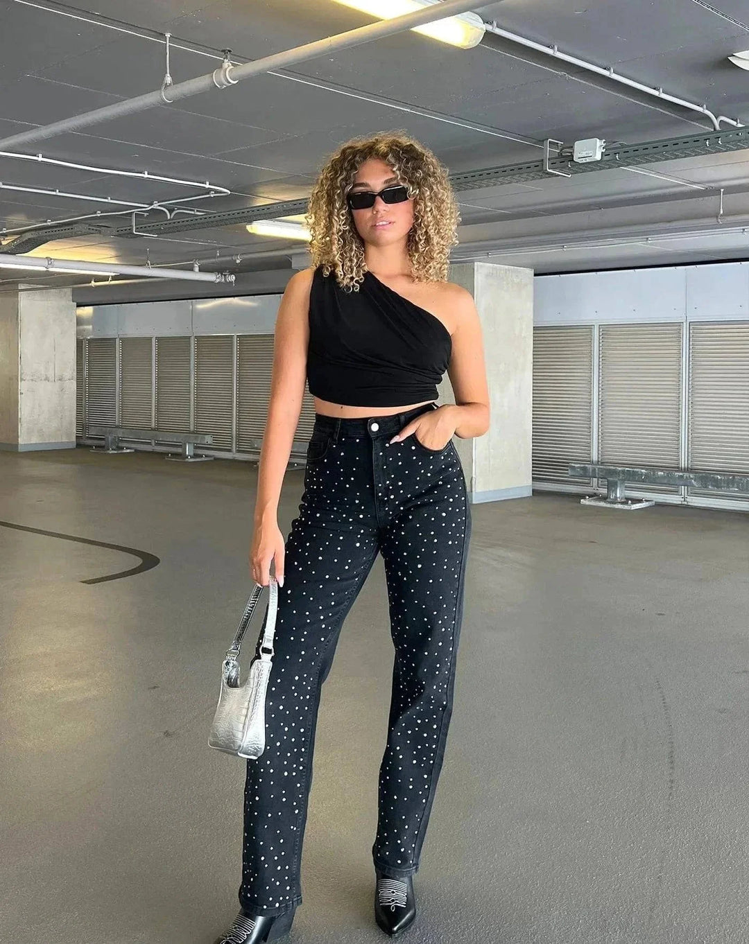 Glitzerjeans Damen Jade Größe Schmucksteine