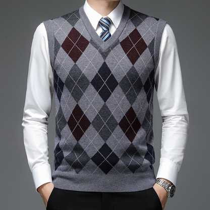Herren Spencer Argyle Muster Elegannt Modern