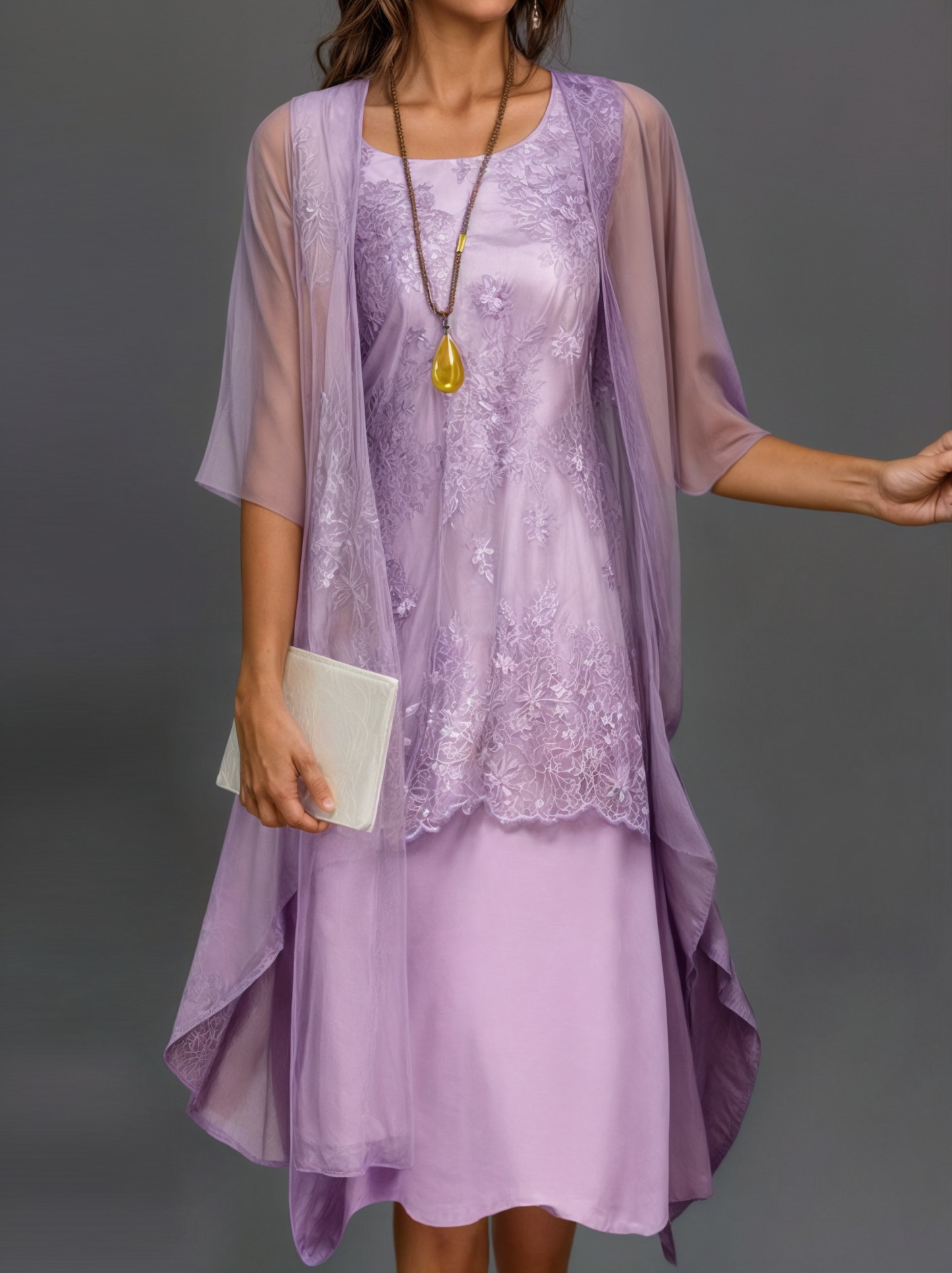 Frauenkleid Geblümt A-Linie mit Weste Elegant Damenkleid