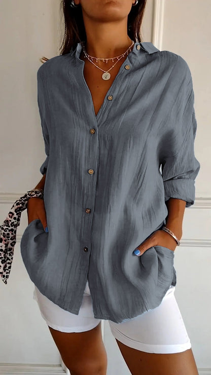 Leinenbluse Sommerlich Leicht Komfortabel Damen