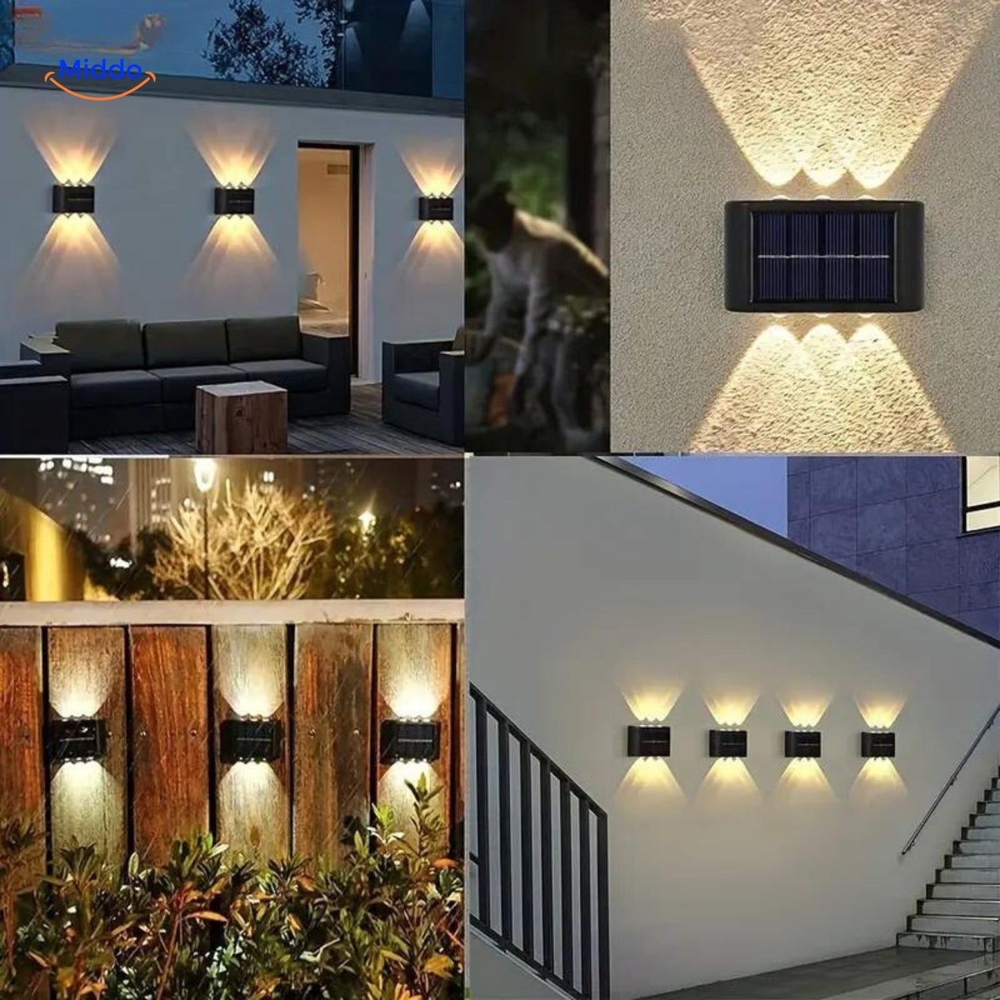 Solar Wandlampe LED Wasserdicht Doppelkopf Außenleuchte