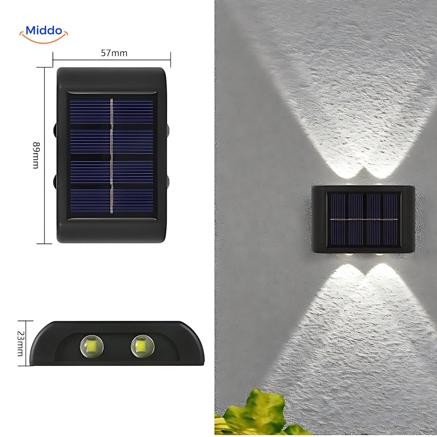 Solar Wandlampe LED Wasserdicht Doppelkopf Außenleuchte