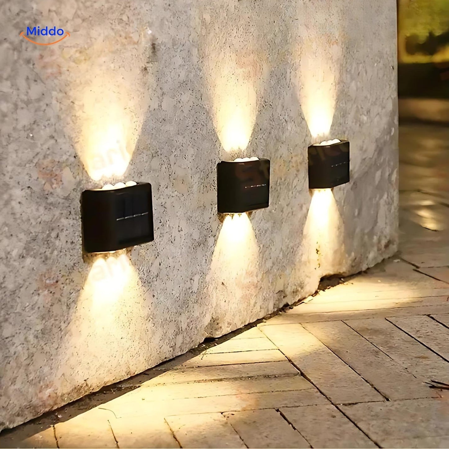 Solar Wandlampe LED Wasserdicht Doppelkopf Außenleuchte - Elarova