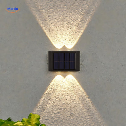 Solar Wandlampe LED Wasserdicht Doppelkopf Außenleuchte