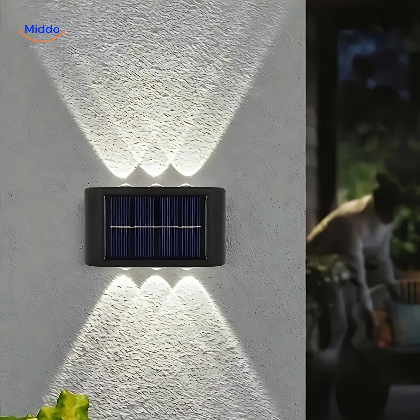 Solar Wandlampe LED Wasserdicht Doppelkopf Außenleuchte