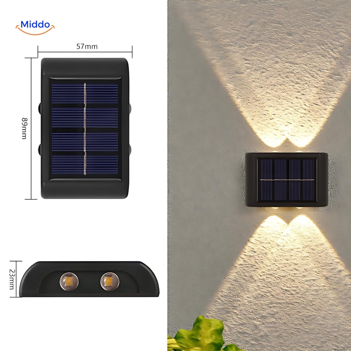 Solar Wandlampe LED Wasserdicht Doppelkopf Außenleuchte